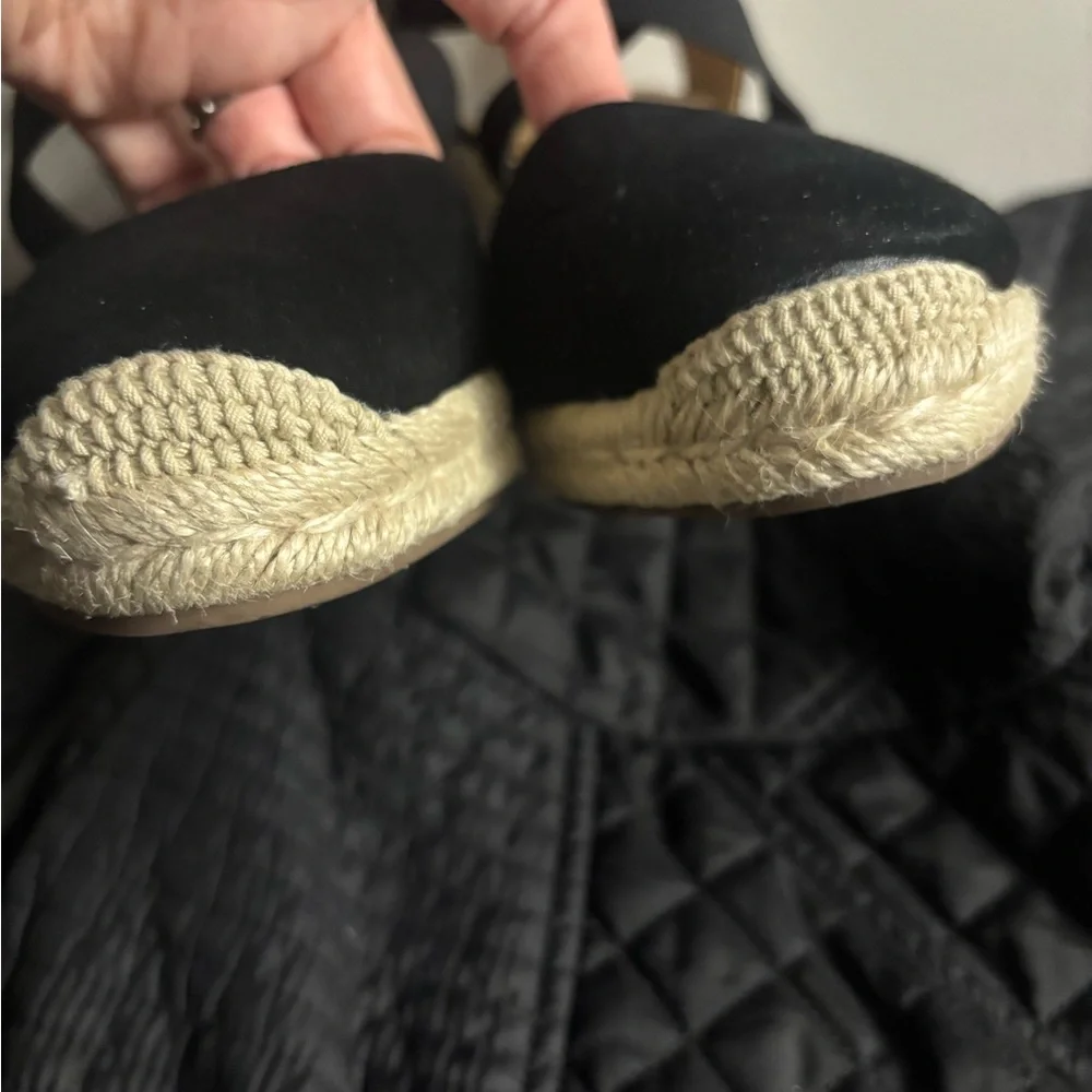 Easy Spirit Black Espadrille Wedge Sandals